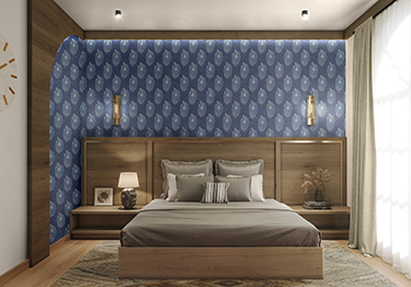 Blue Paisley Wall Covering Bedroom