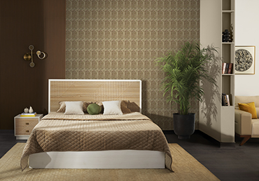 Vibrant Bedroom with Floral Wall Design
