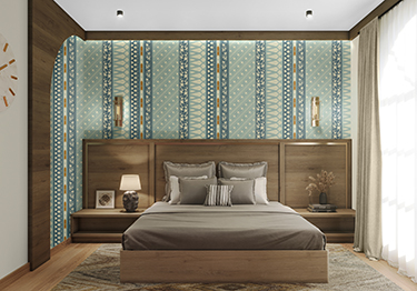Geometric Wall Covering Bedroom