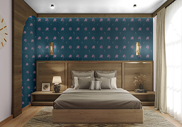 Floral Wall Pattern Bedroom