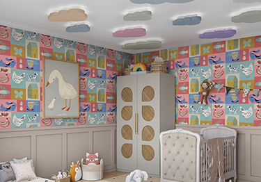 Vibrant Animal Wallcovering in Nursery