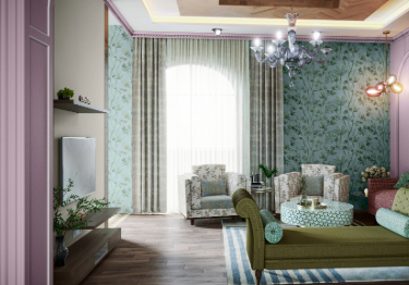 Pink and White Living Room