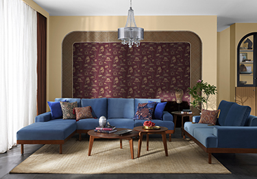 Patterned Wallcoverings for Cozy Living Room