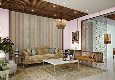 Striped Wallcoverings in Modern Living Area