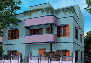 Deep Purple and Teal Exterior Colour Idea  