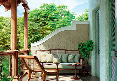 Light Green Balcony Exterior Design