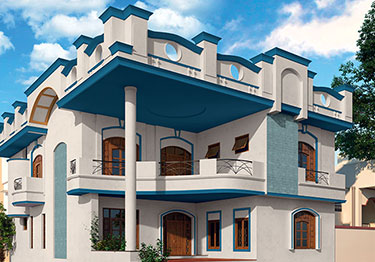 Simple Green Two-Storeyed Exterior Colour Idea