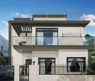 A Beautiful House with Glass Railing Balcony and Light Pastel Walls. Exterior Wall Painting Service by Asian Paints.